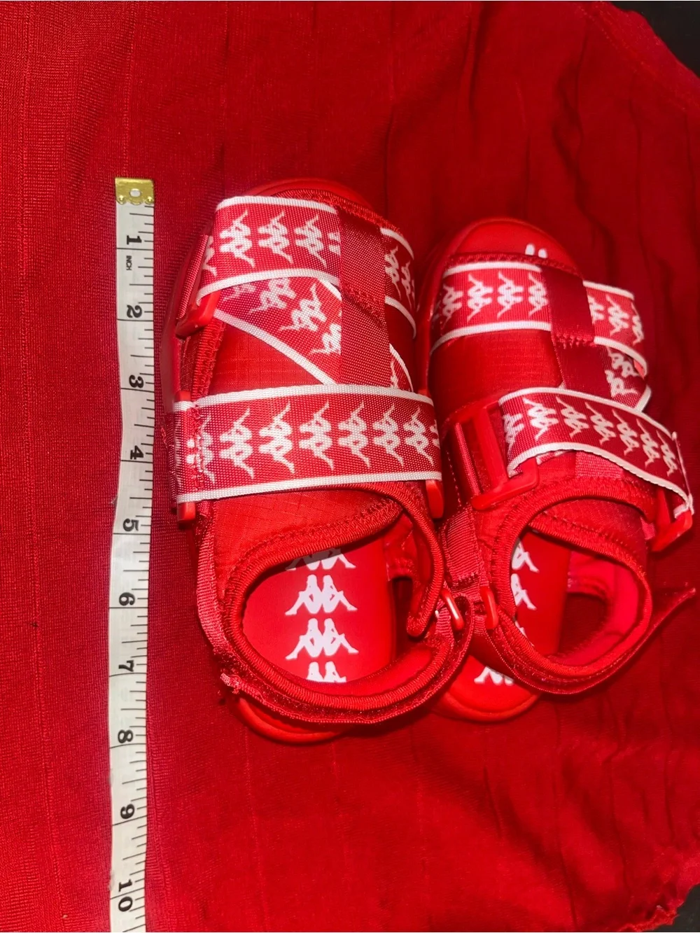 Kappa Kids Red and White Logo Strap Sandals